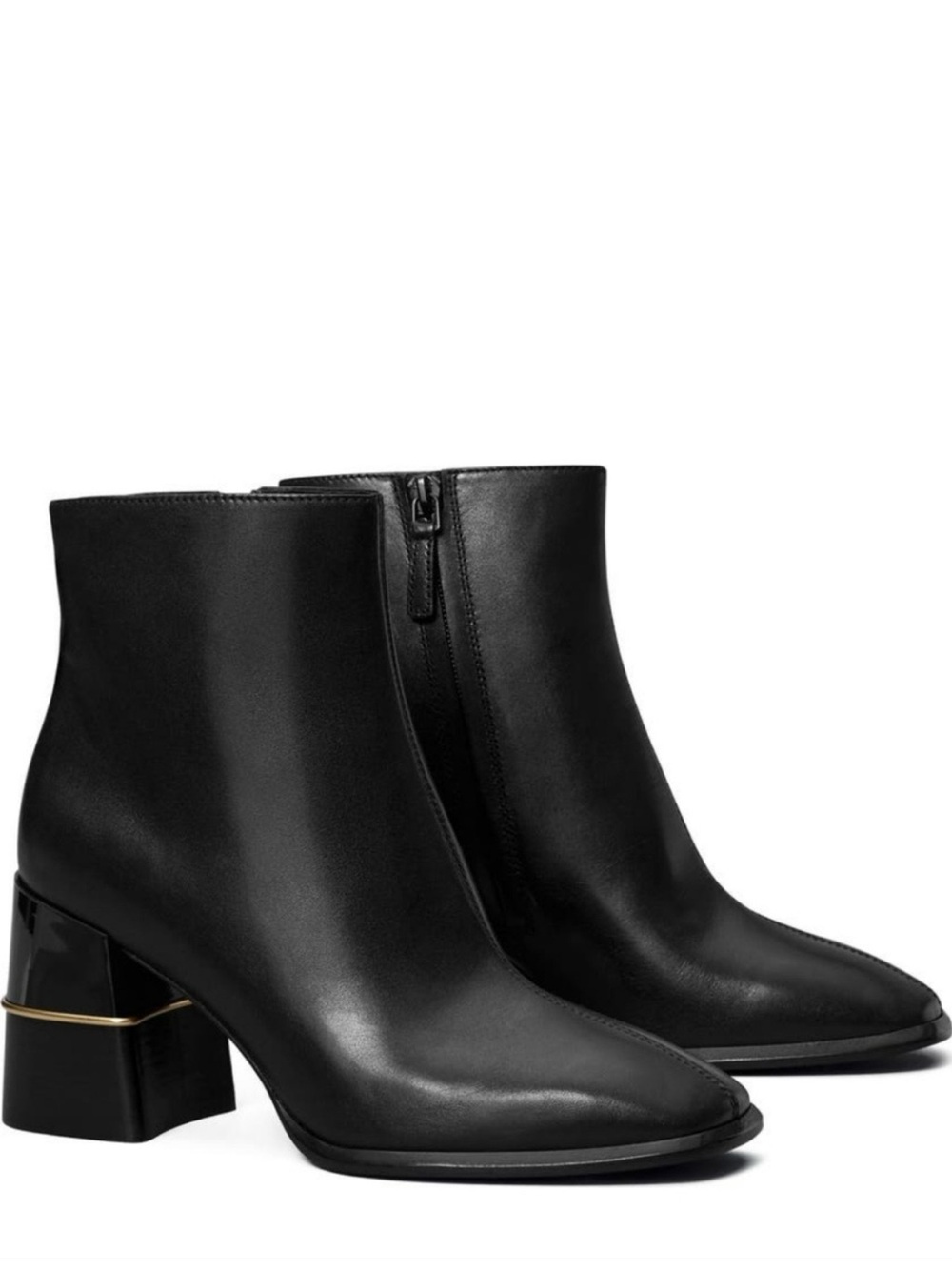Tory Burch Black Leather Ankle Boots with Block Heel - Women